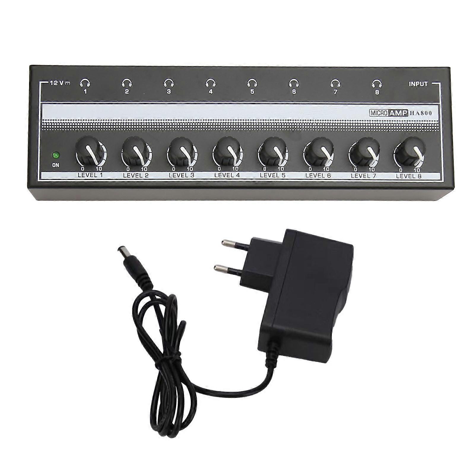 Headphone Amplifier Professional High Power Plug and Play 8 Channel Stereo Headphone Amplifier 100?240V EU Plug