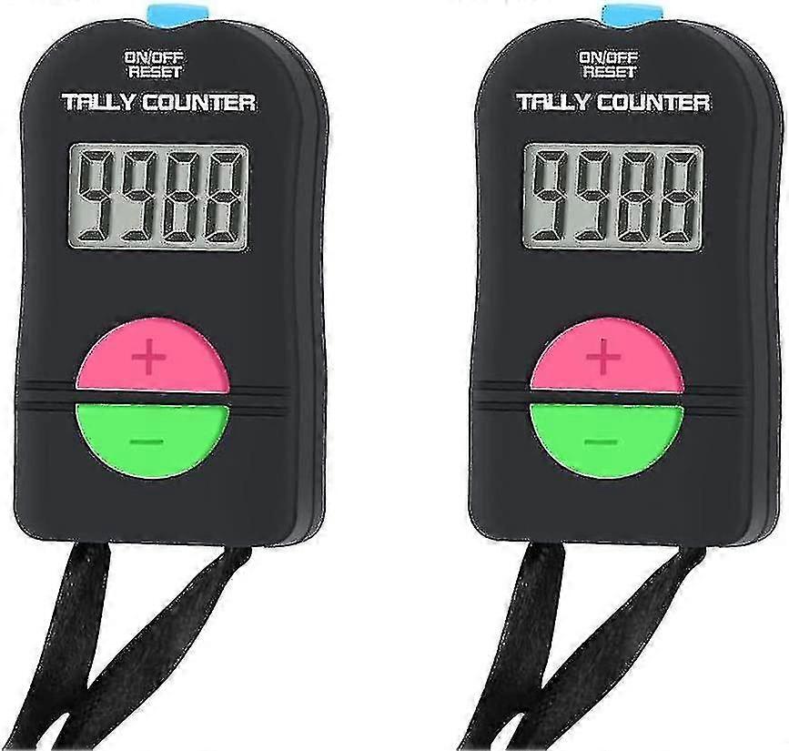 2 Pcs Electronic Counter, Digital Hand Tally Counter Electronic Clicker With Lanyard Add Subt