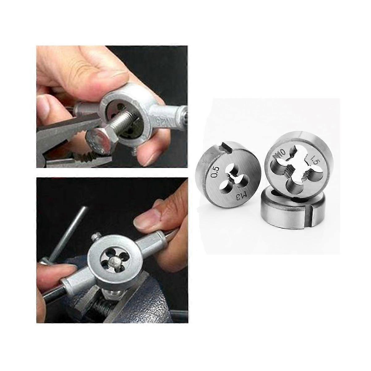 8Pcs Metric Die Set M3//M5/M6/M8/M10/M12 Tool Set Combination for Thread Repair Tapping