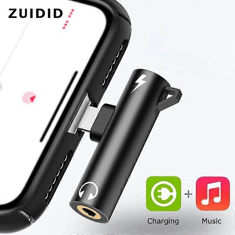 2 in 1 audio adapter for iPhone 6 6S 7 8 Lighter 3.5mm Jack 3 5mm Double Lighting Headset 8Pin Character Cable Splitter