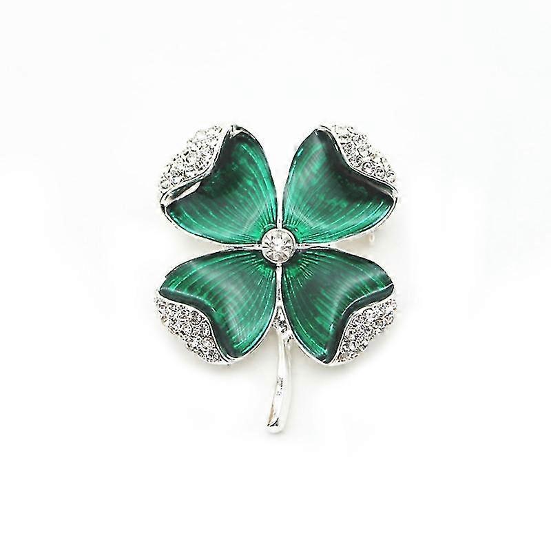 Szórakoztató vintage zöld zománc Szerencsés négylevelű lóhere pin bross női hölgyek számára