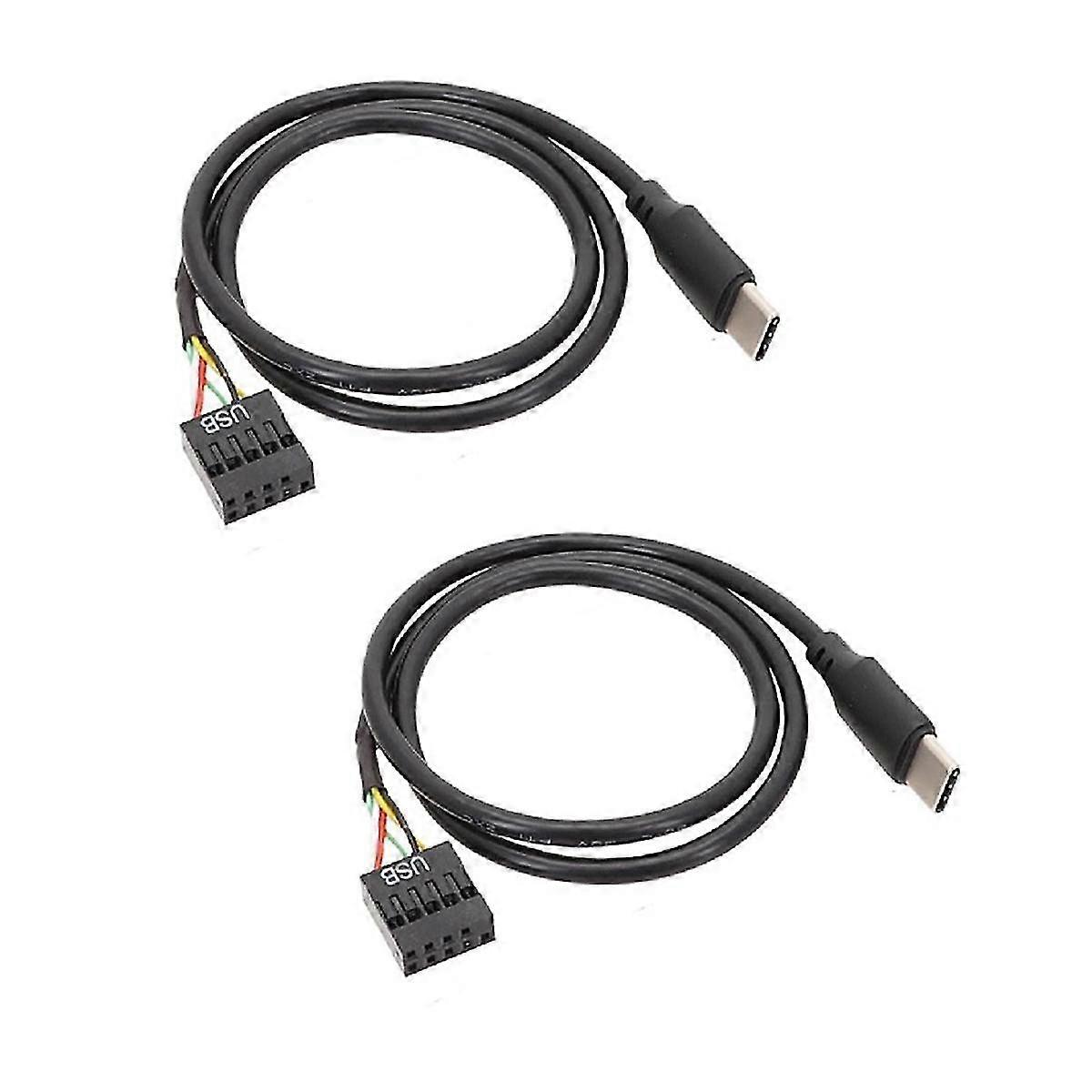 2pcs Usb 9pin To Usb Type C Cable For Computer Motherboard To Usbc Secondary Screen Pc Lcd Screen 9
