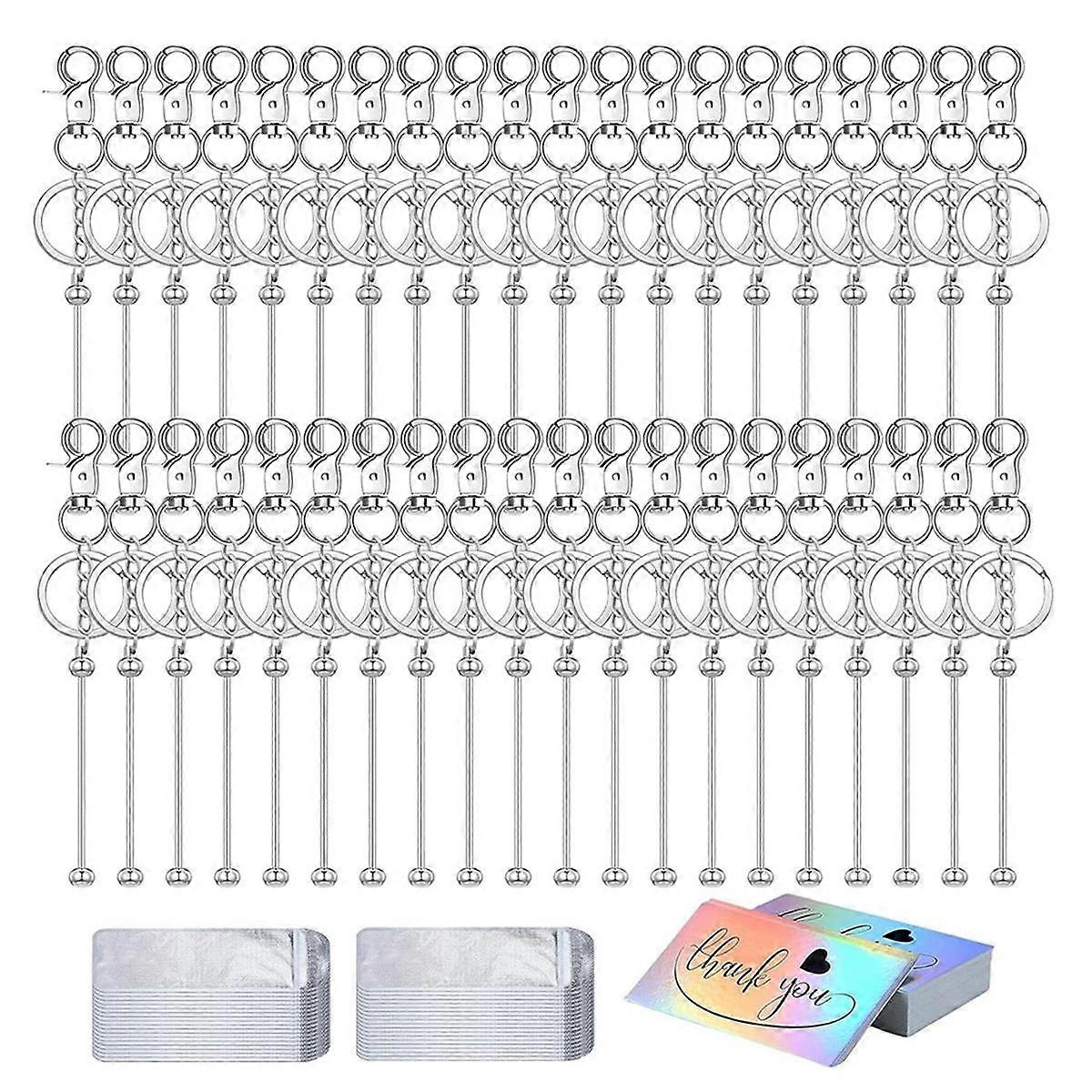 Beadable Keychain Bars Bulk Blank Cute Keychains Bar for Beads Purse Keychains for Women Man