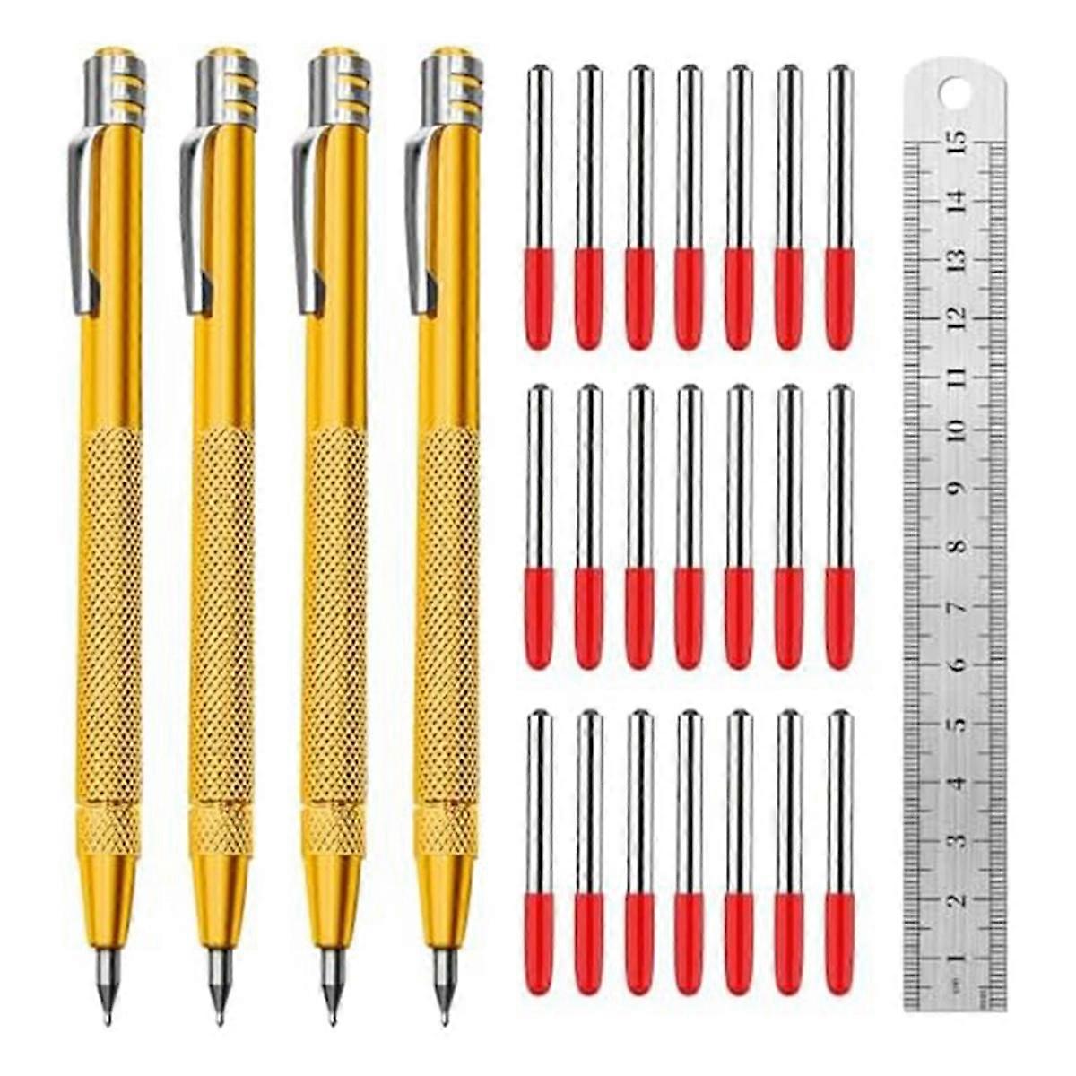 Tungsten Carbide Scriber, Knurled Aluminum Handle, with Bonus Marking Tips and Steel Ruler,Perfect