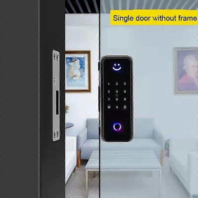 No Wiring Fingerprint Bluetooth TTLOCK APP Keyless Remote RFID Card Password Code Attendance Electronic Smart Glass Door Lock