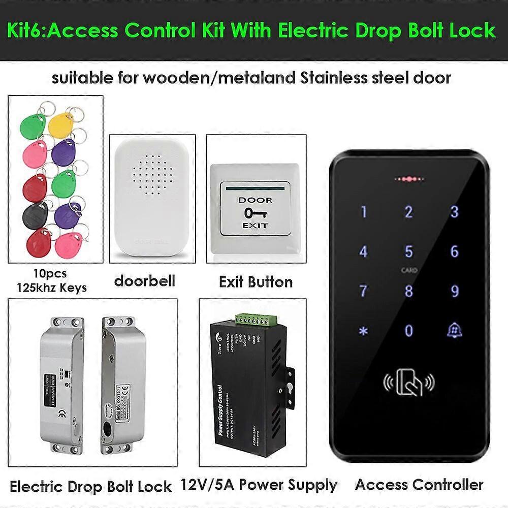 Waterproof Access Control Touch Keypad with DC12V Power Supply Electronic Lock 125KHz Keyfobs Switch Access Control System Kit