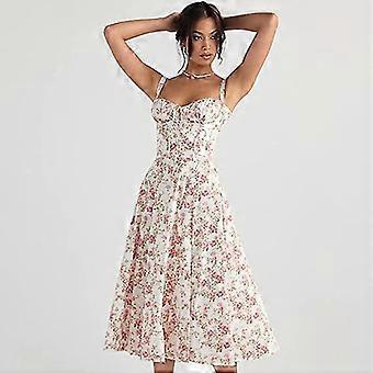 square neck floral corset lace up midi dress Zapaka Women Lilac Midi Floral Dress with Lace Up Back Sheath Sheer Corset Square Neck Wedding Guest Dress ZAPAKA