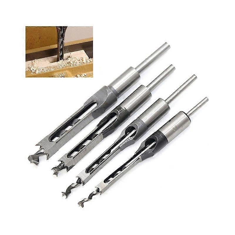 4 Pack Square Hole Drill Bit Sets, Square Hole Drill Bits For Woodworking Square Hole Drill