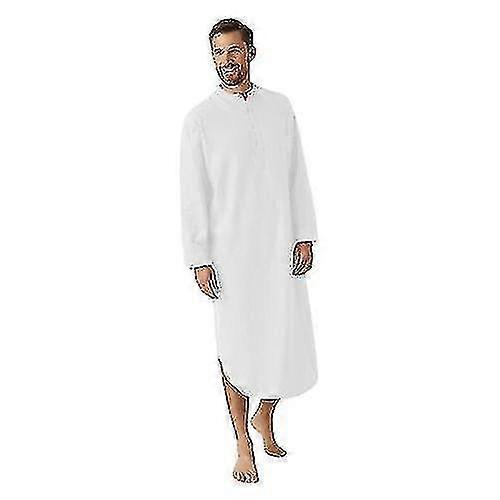 Men Nightshirt Cotton Blend Long Sleeve O-neck Soft Loose