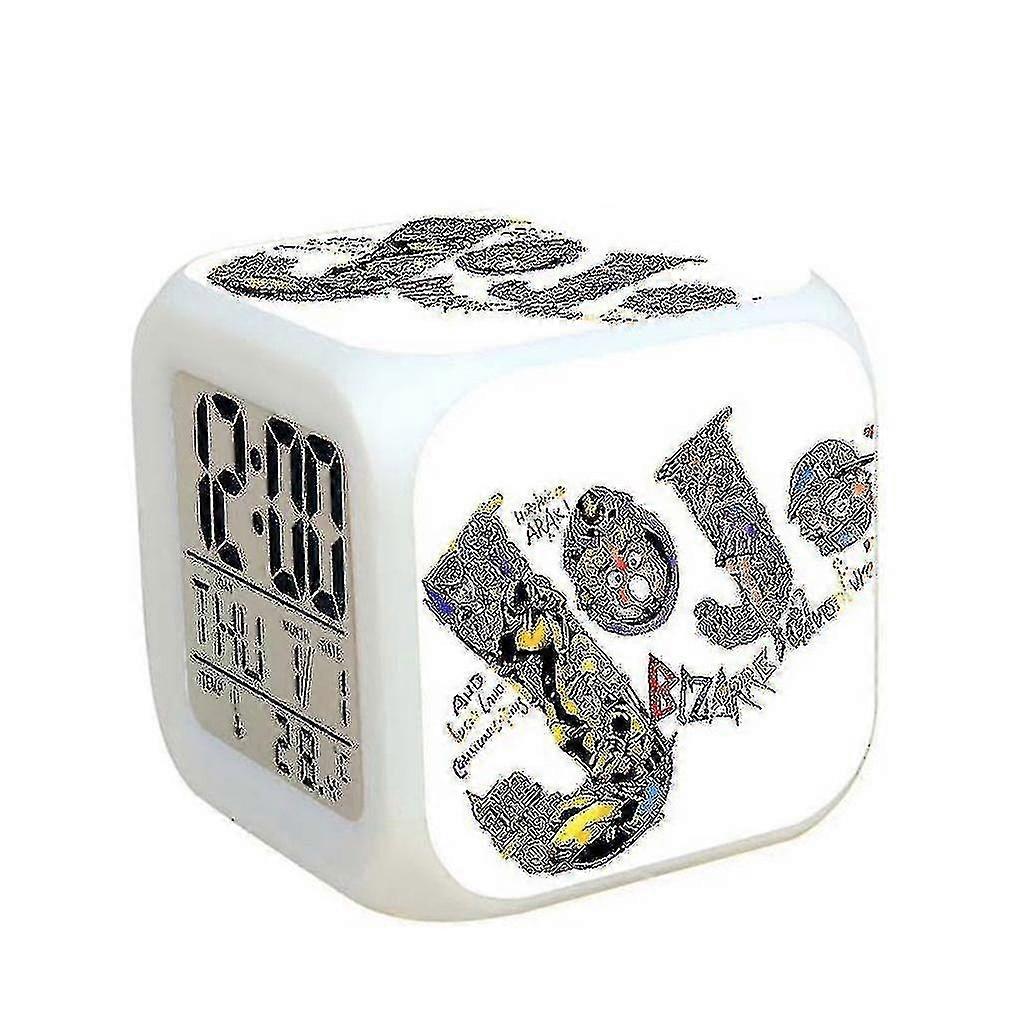 Bizarre Adventure Thermometer Glowing Cube Alarm Clock Square Colorful Children's Room