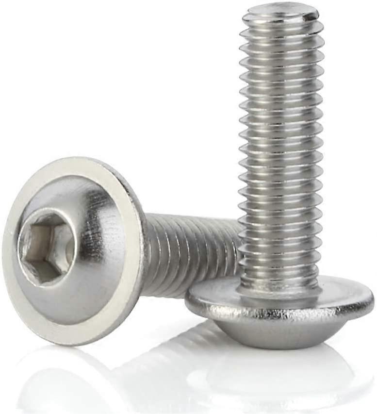 M6-1.0 x 12mm Flange Button Head Socket Cap Screws, Stainless Steel 18-8 (304), Bright Finish, Fully Threaded, Allen Socket Drive, 20 PCS