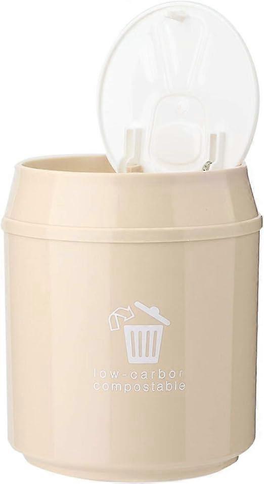 Mini Squeeze-Type Trash Can Small Plastic Trash Bin with Lid for Office Cof