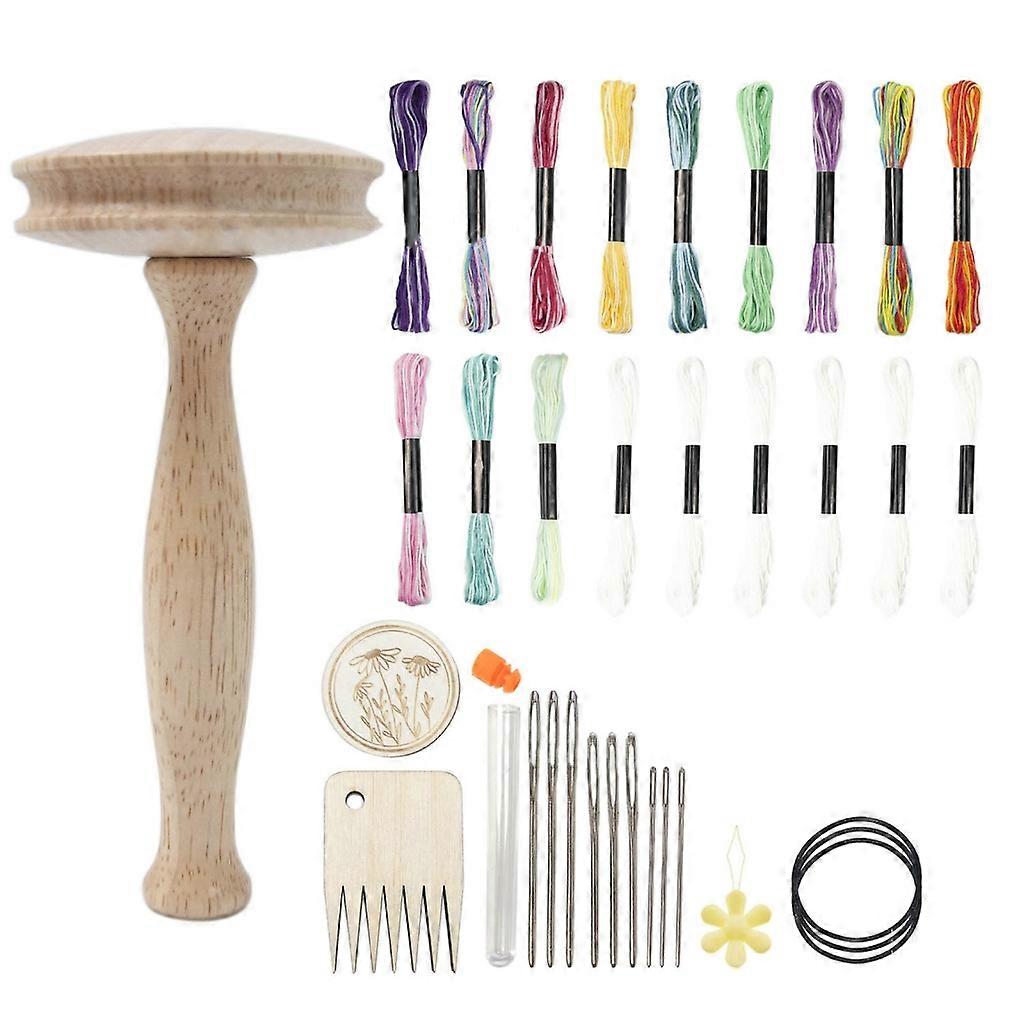 Darning Mushroom Cute Wooden Sewing Tool Repair Make Mending With Sewing Needle And Colorful Embroidery Floss Set Size 1