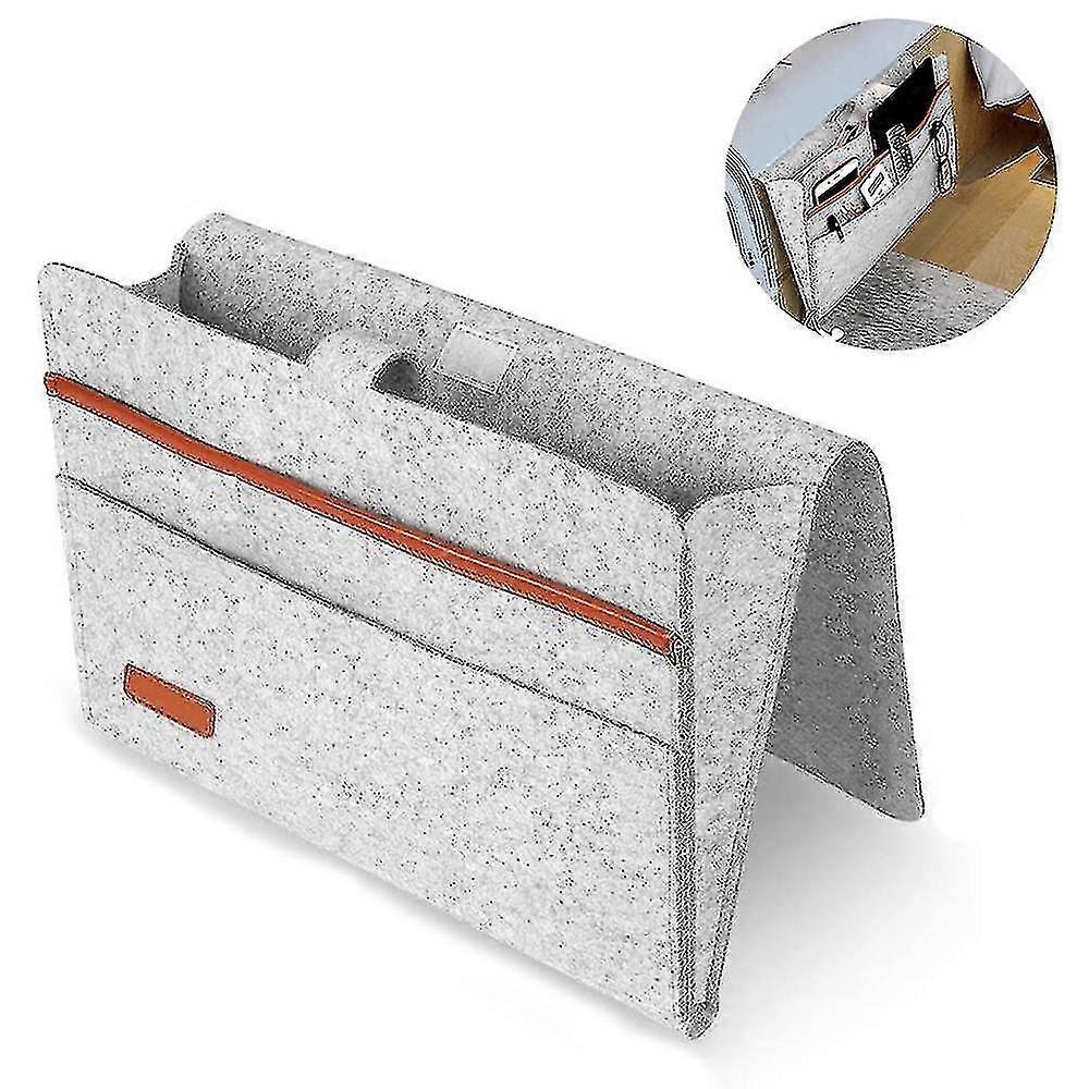 Saco de armazenamento de cabeceira de feltro com bolsos