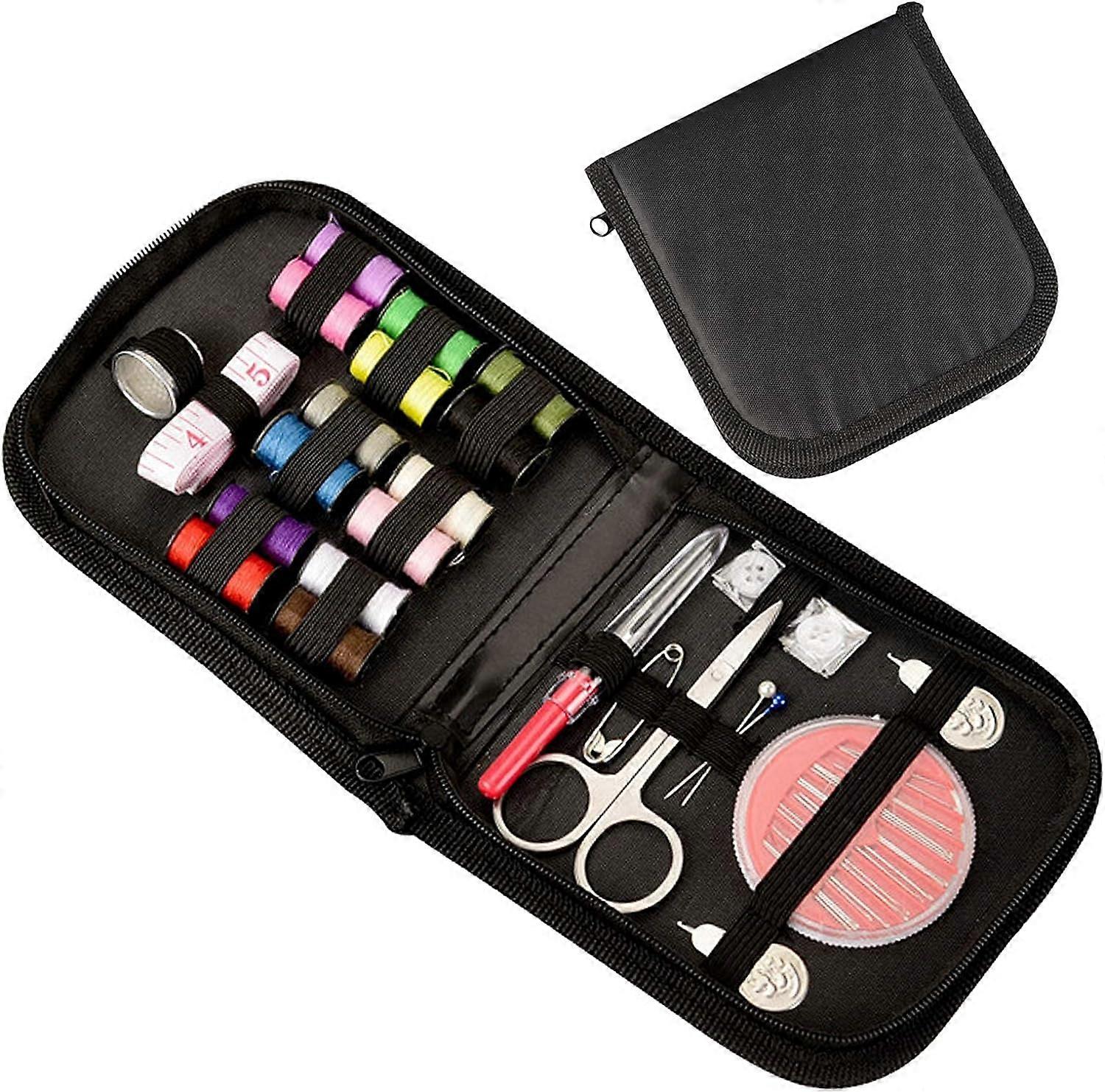 Portable Sewing Kit with 27 Pcs Sewing Accessories and Carry Bag Includes Needles 14 Thread Rolls and Mini Sewing Kit