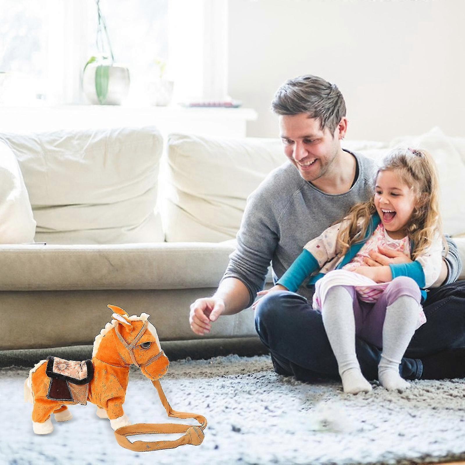 Barbie Doll Brown Walking Pony Plush Interactive Pony Toy Singing