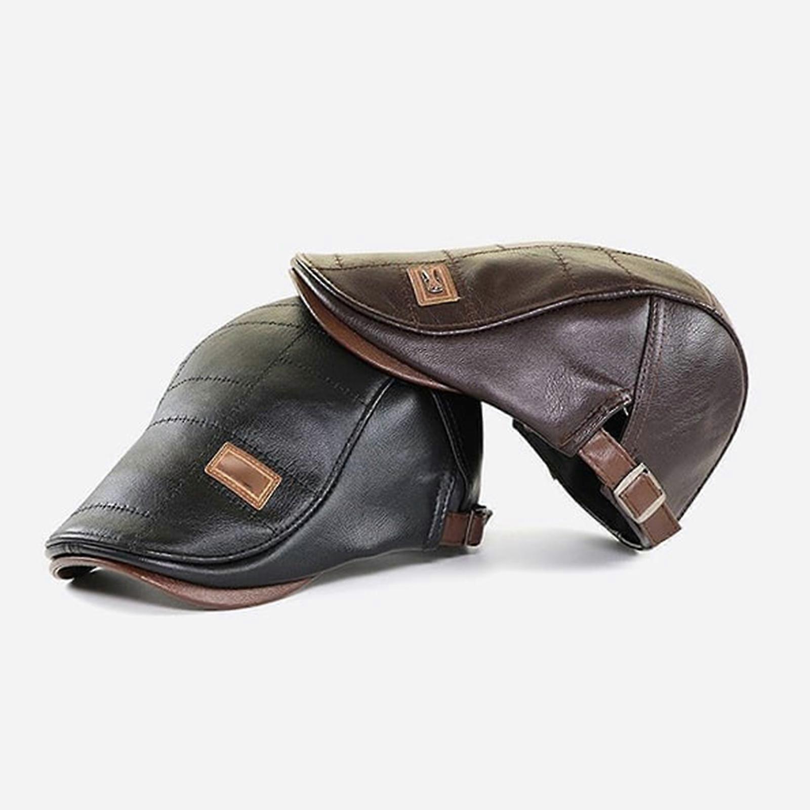 thumbnail image 2 of VOBOOM Genuine Leather Ivy Cap - Adjustable Newsboy Hat For Men & Women 2 of 11