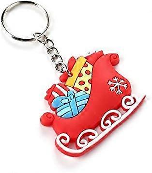 Christmas Keyring Xmas Stocking Filler Keychain Multicoloured Sleigh Gift Key Ring Chain