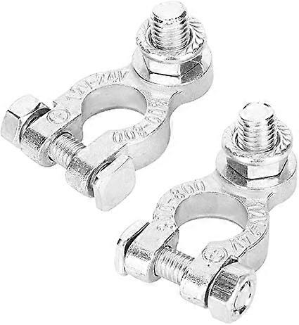 Battery Terminals,12V/24V Universal Car Battery Terminals Stud Type 10mm/0.4in Cable Positive Negative2pcssilver