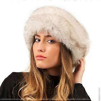 Women's Faux Fur Headband For Winter Cossack Russian White Warm