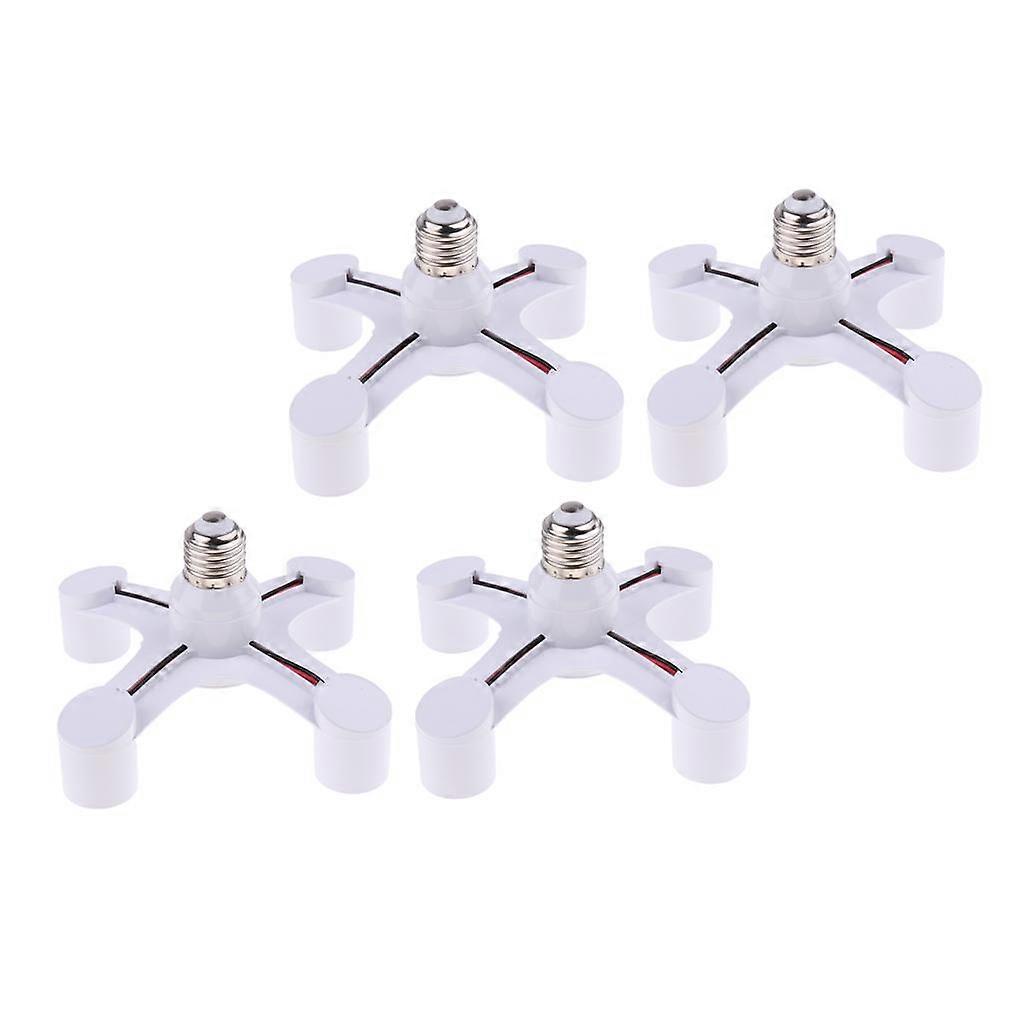 4PCS LED Lamp Bulb Socket Splitter Adapter Converter Holder To 4 In 1 E27 Lighting Accessories Tool Standard E27 Base