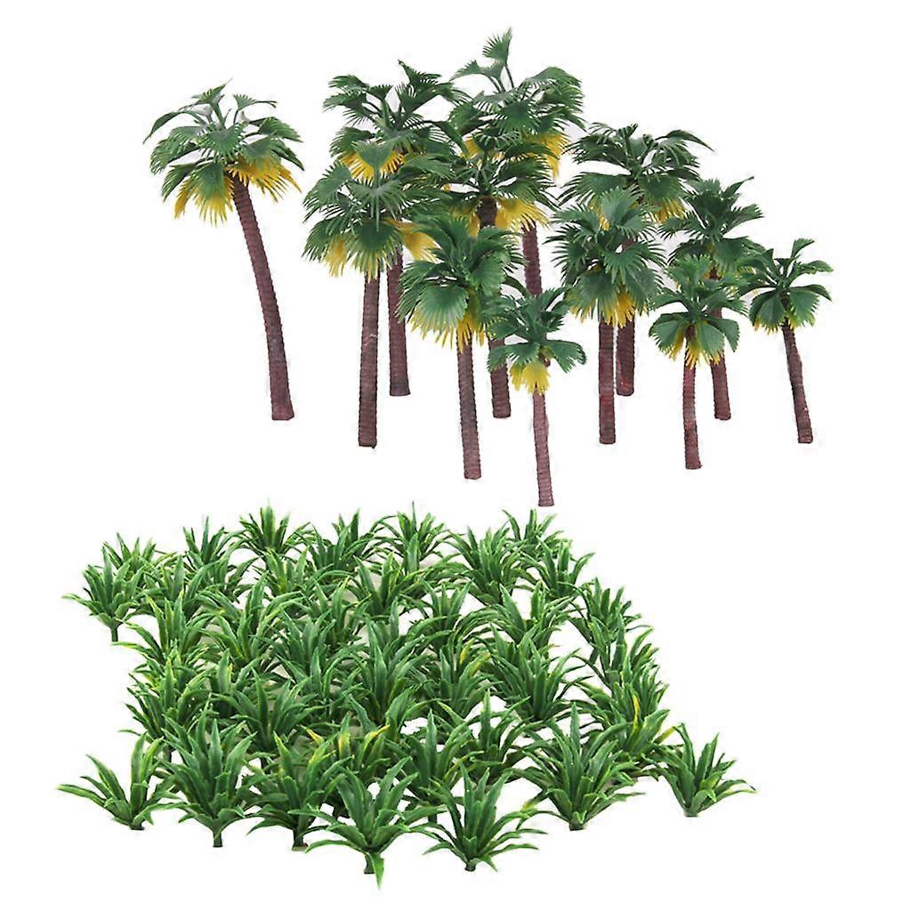 62Pc Green Architecture Scenery Layout Model Tree Landscape Model Grass & Palm Tree
