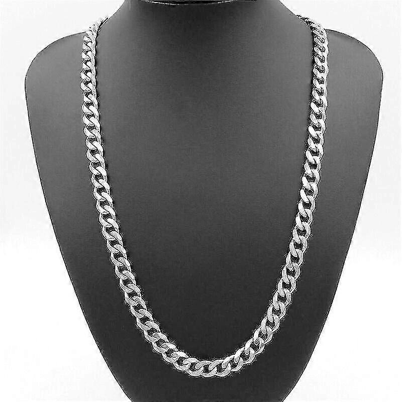 Mode Mannen Roestvrij Dik Zilver 8mm Solid Curb Chain Ketting 20"