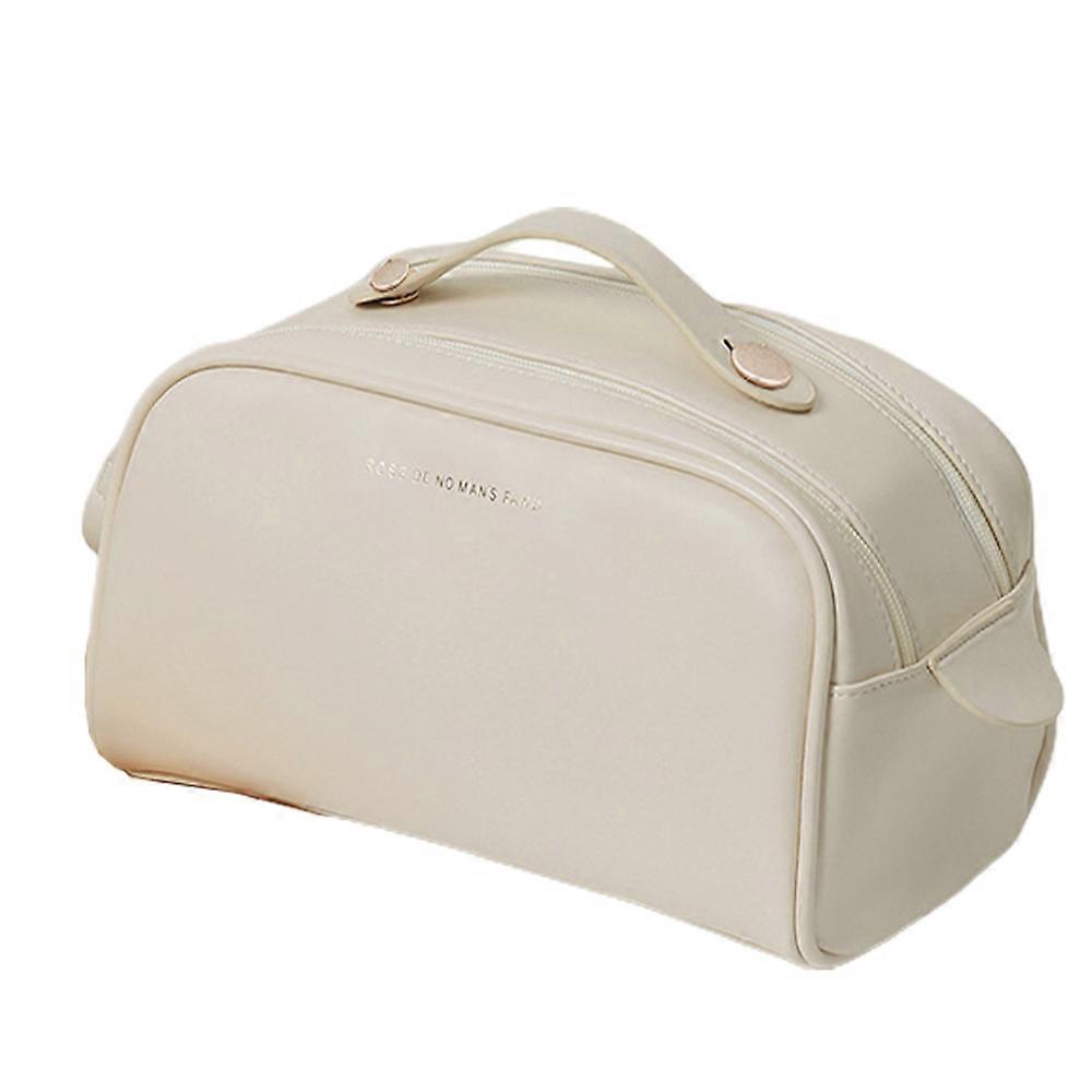 Grote Capaciteit Make-up Tas, Dubbele Opening Rits Make-up Zak, Draagbare PU Toilettas Make-up