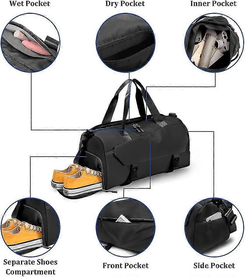 Gym Bag With Shoes Compartment And Wet Pocket, Travel Duffel Bag With ...