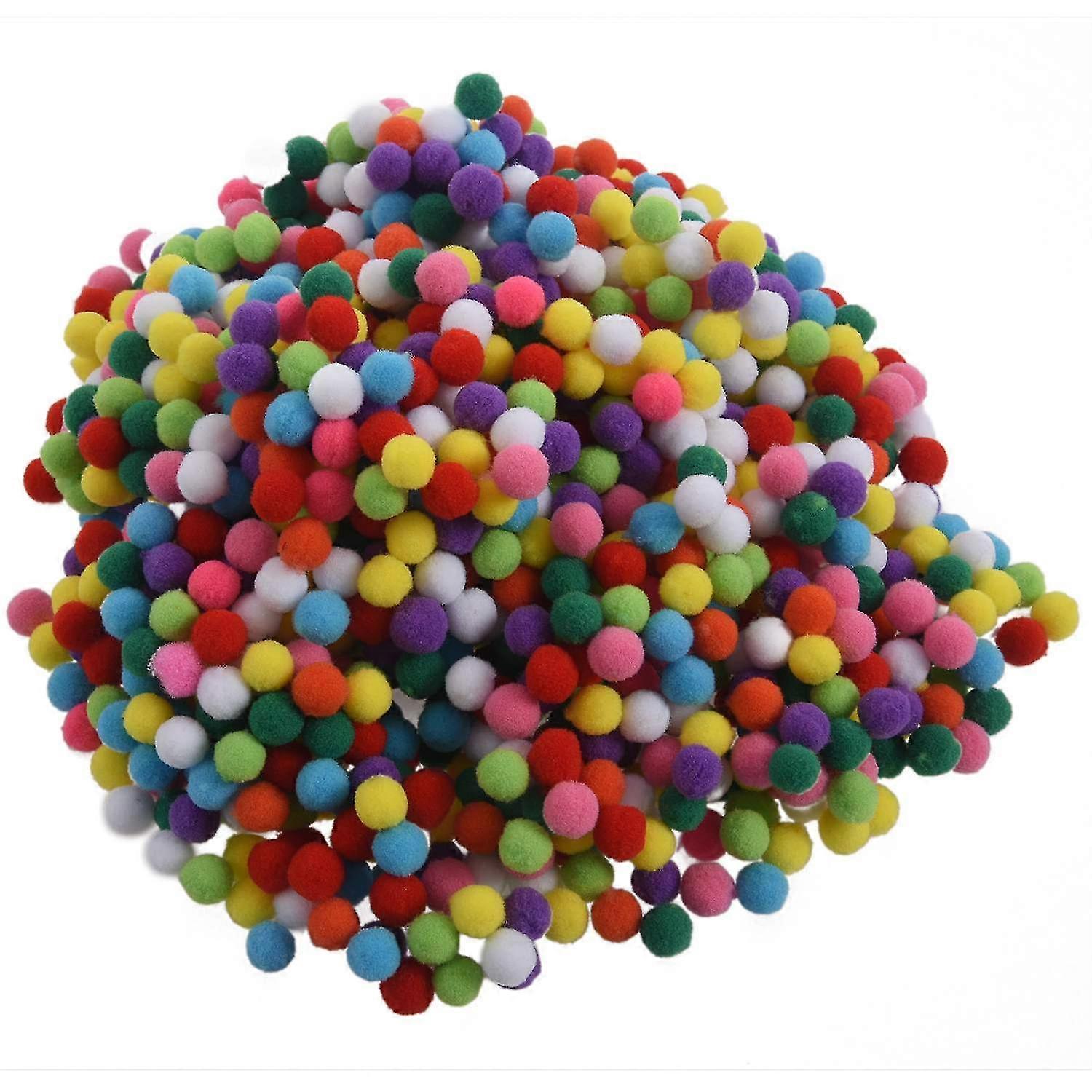 1000 Pcs 10mm Mixed Color Soft Fluffy Poms Pompoms For Kids Crafts