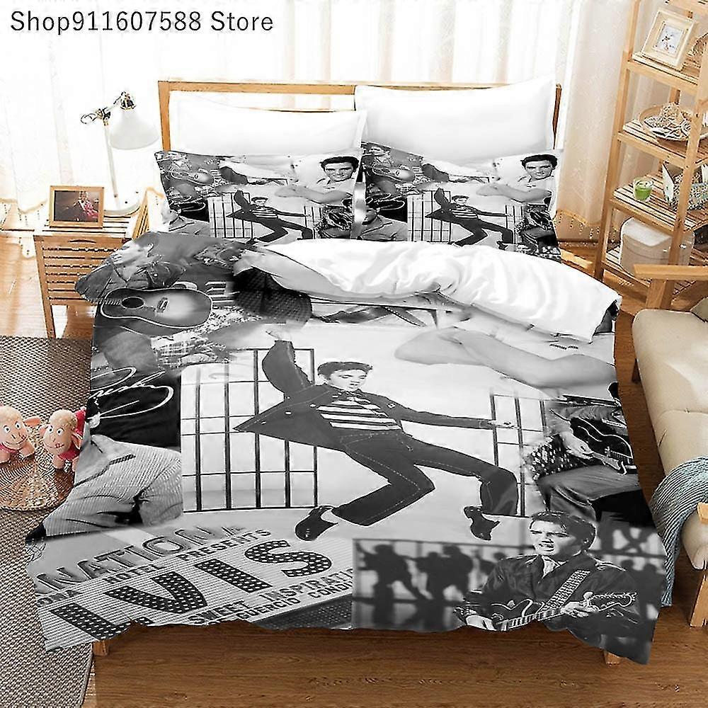 3D Elvis Presley Singer sängkläder set - mode 3d påslakan set, lyxigt sängöverkast för vuxna, sovrum inredning, 240x220cm sängöverdrag set