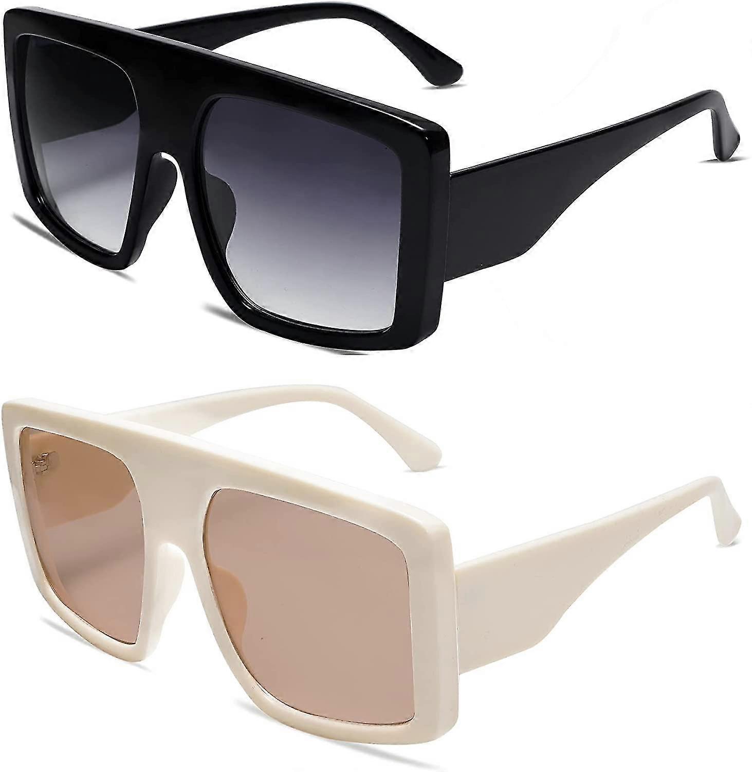 Oversized Square Sunglasses Fashion Flat Top Baddie Shades