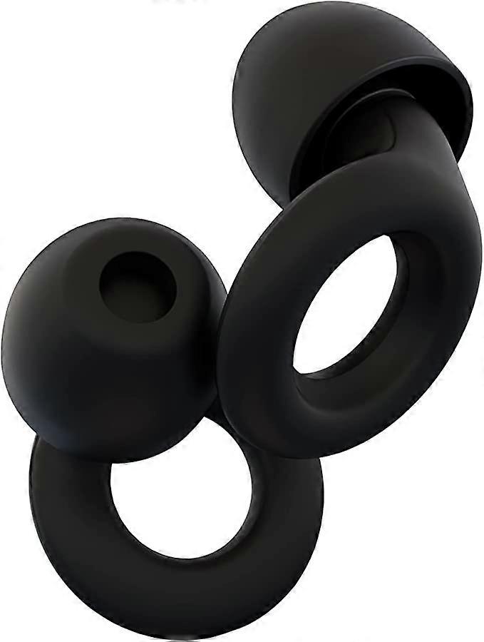 Sleep earplugs - black - ultra soft, reusable flexible silicone hearing protection for noise reduction and flight