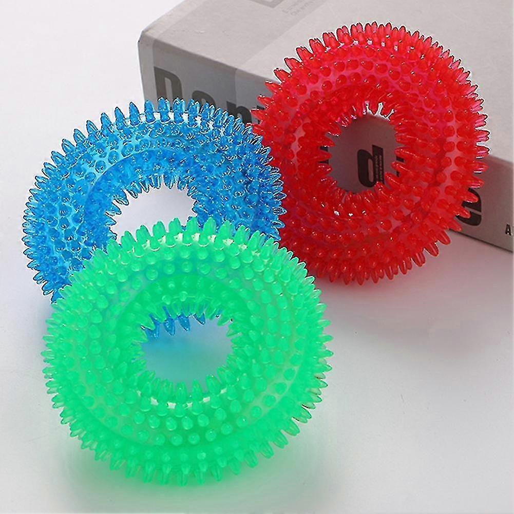 Funny Pet Dog Cat Thorn Circle Ring Squeak Chew Training Sound Interactive Toy