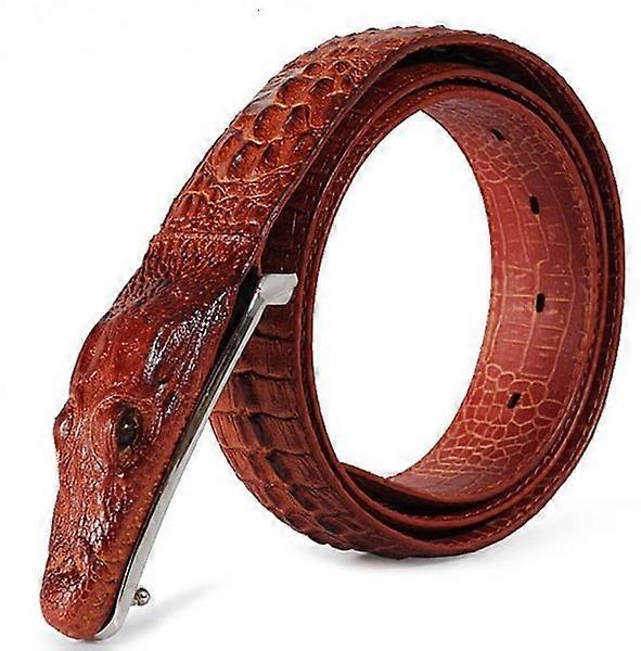 Cintos de fivela de crocodilo de couro antigo