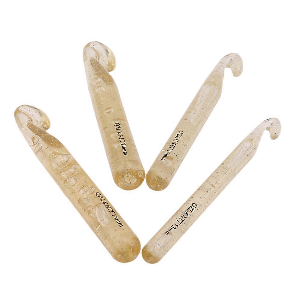 4Pc Plastic Transparent 15cm Long Crochet Needle Crochet Hook Knitting Needles Thick Wool Tool
