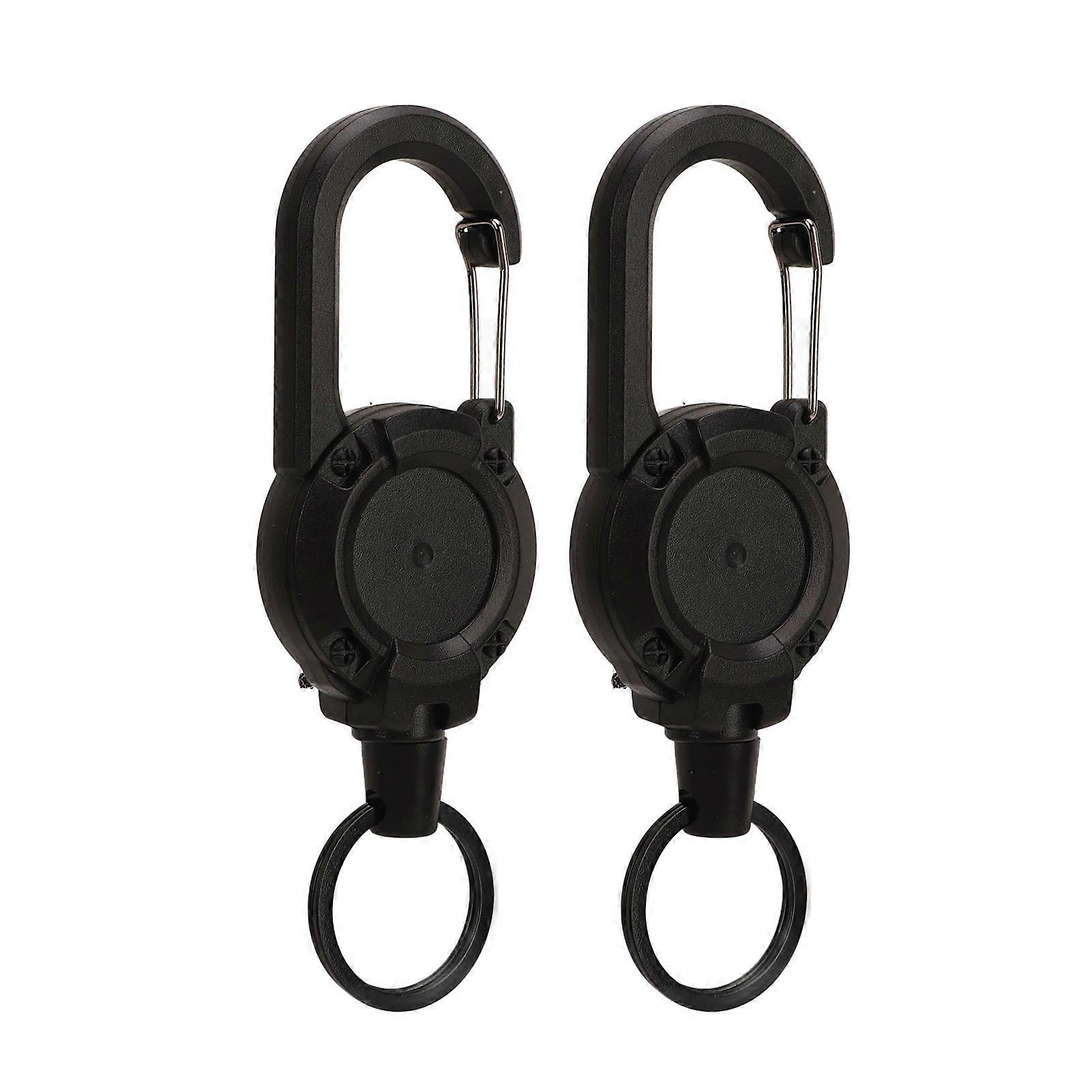 2Pcs Retractable Keychain Key Chain Anti Theft Easy to Pull Buckle Rope Elastic Keychain