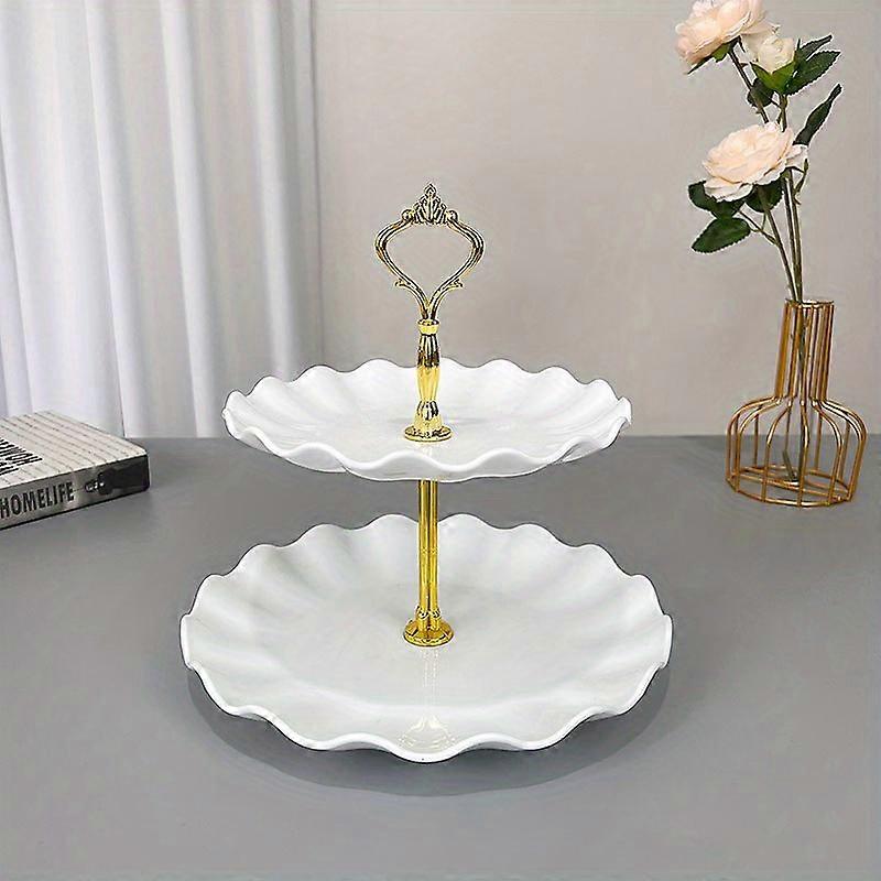 1pc Chic Plastic Wavy Multi-Tiered Display Tray - Ideal for Showcase Desserts at Weddings, Birthdays, Teatime Gatherings