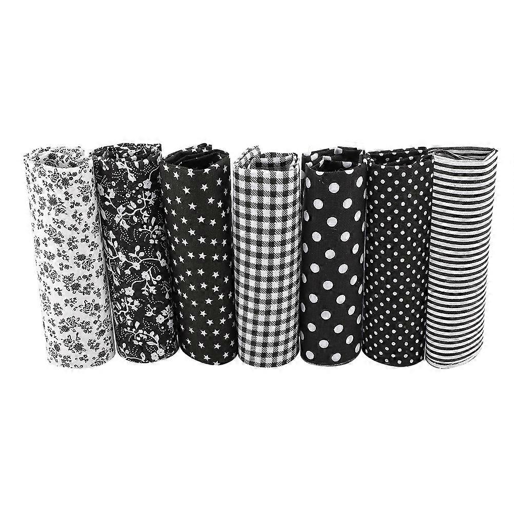 Black Cotton Fabric DIY 7pcs Assorted Squares Pre Cut Bedding Kit Bundle 50*50cm