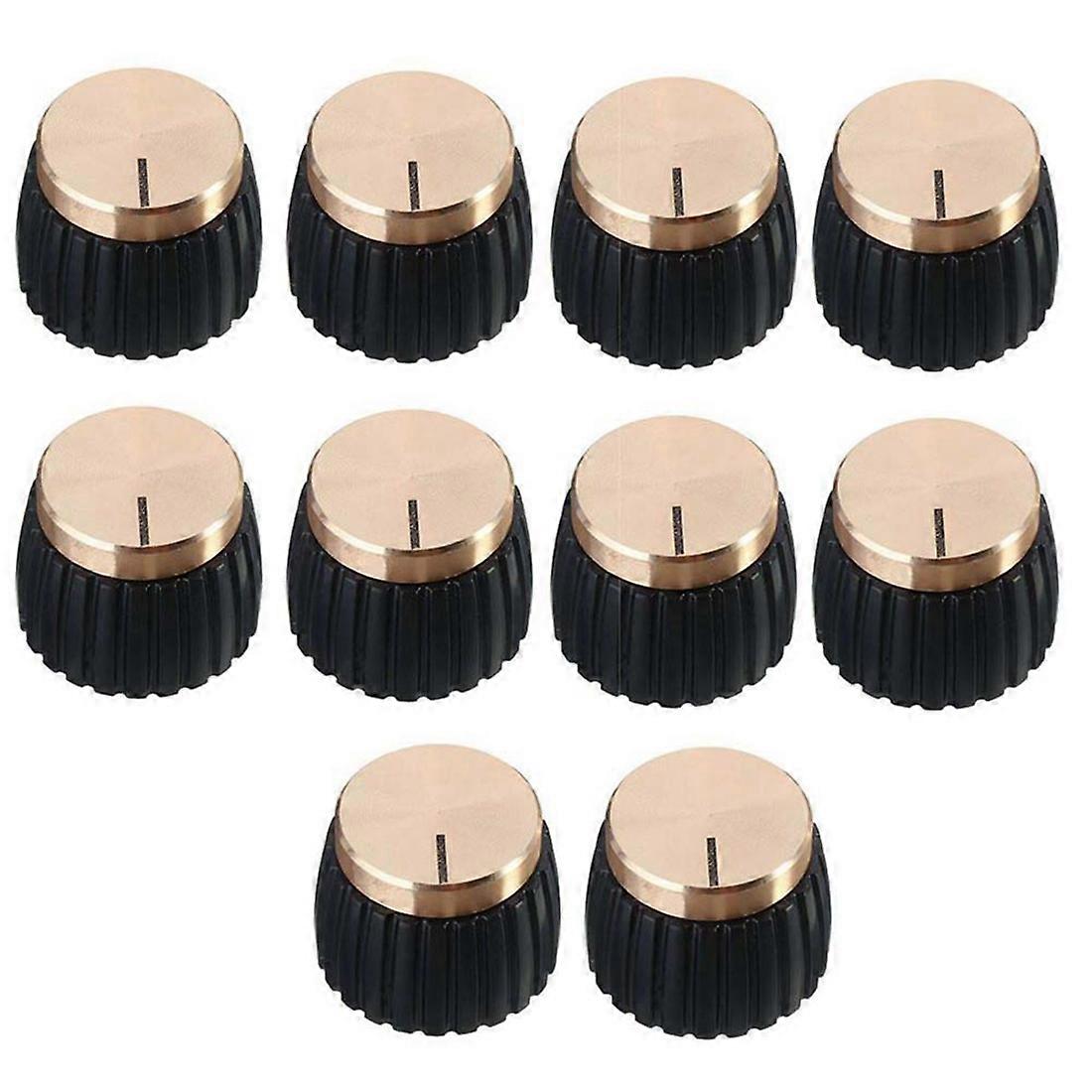 10Pcs Gitarre AMP Verstärker Knöpfe Push-auf Schwarz + Gold Kappe für Verstärker