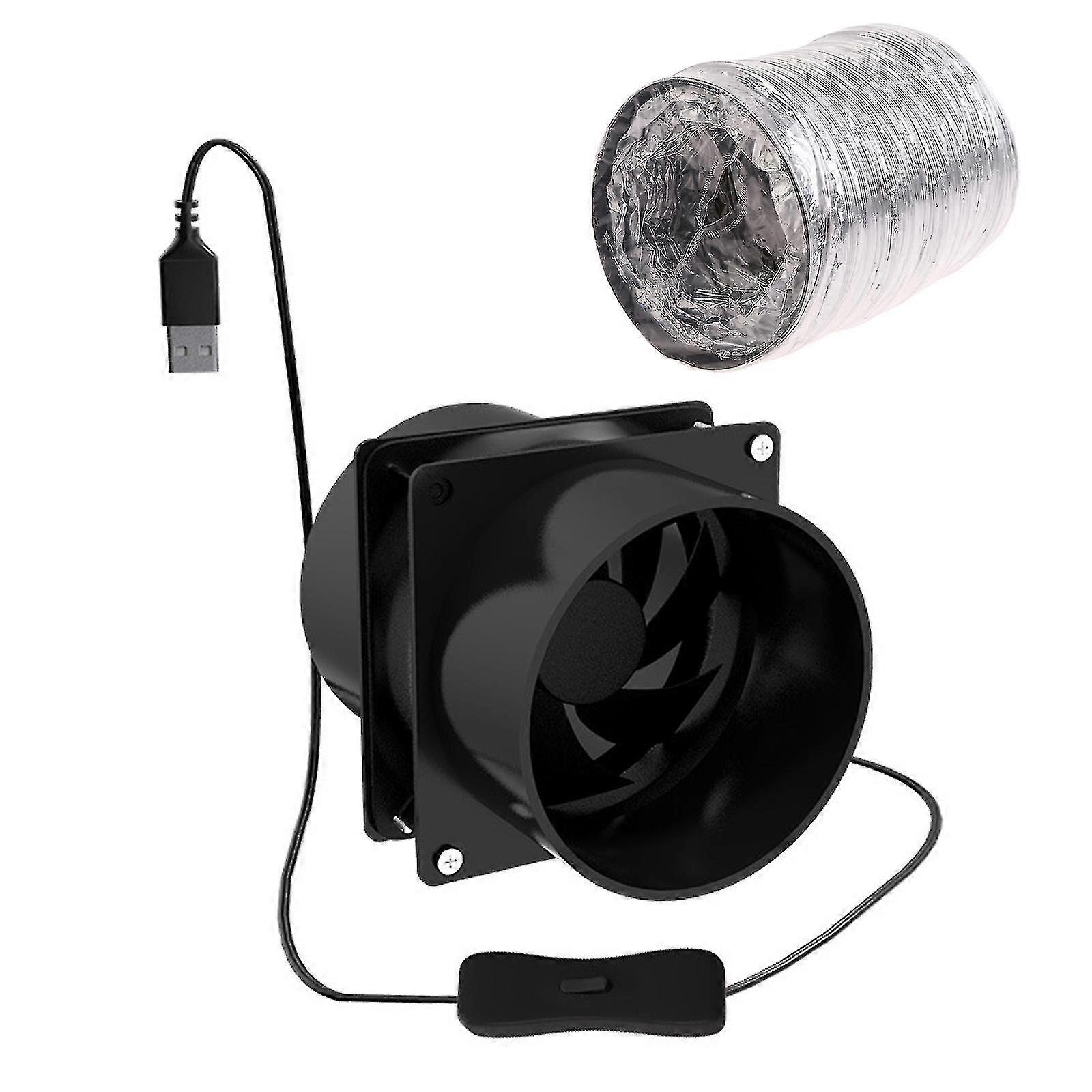 Compact And Portable Fume Extractor Fan With Duct Pipe And Ventilation Tubing For Kitchen And Bathroom Use - Usb Powered-ZZY