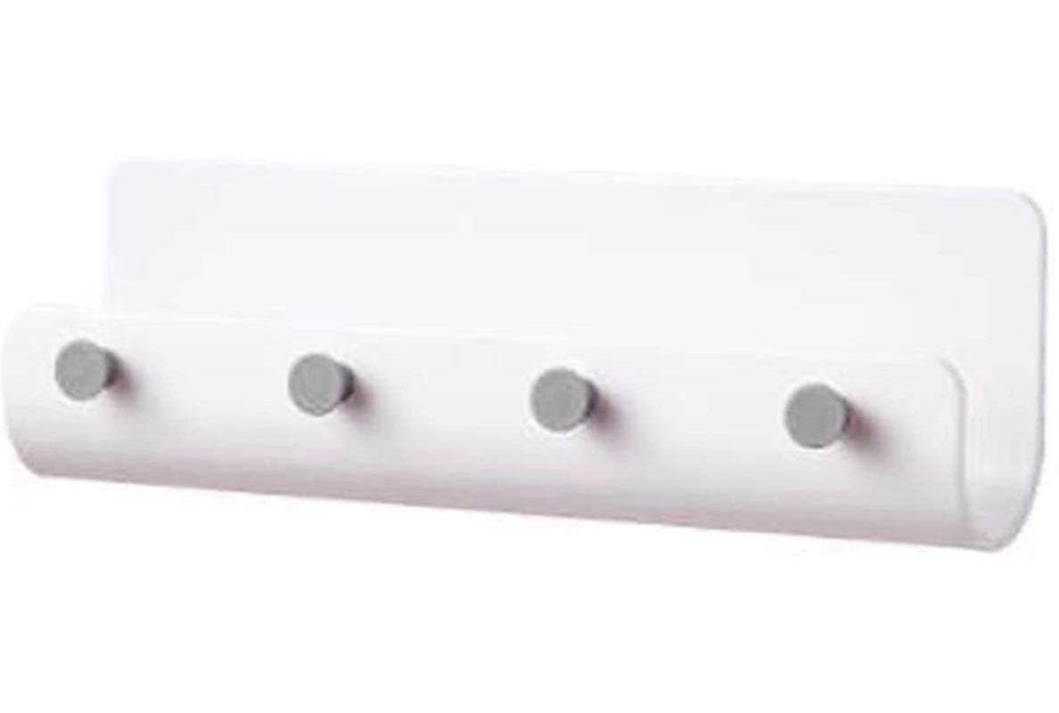 Key Rack Wall Mount, Mail Rack, Small Shelf With 4 Hooks (1 Piece - White)