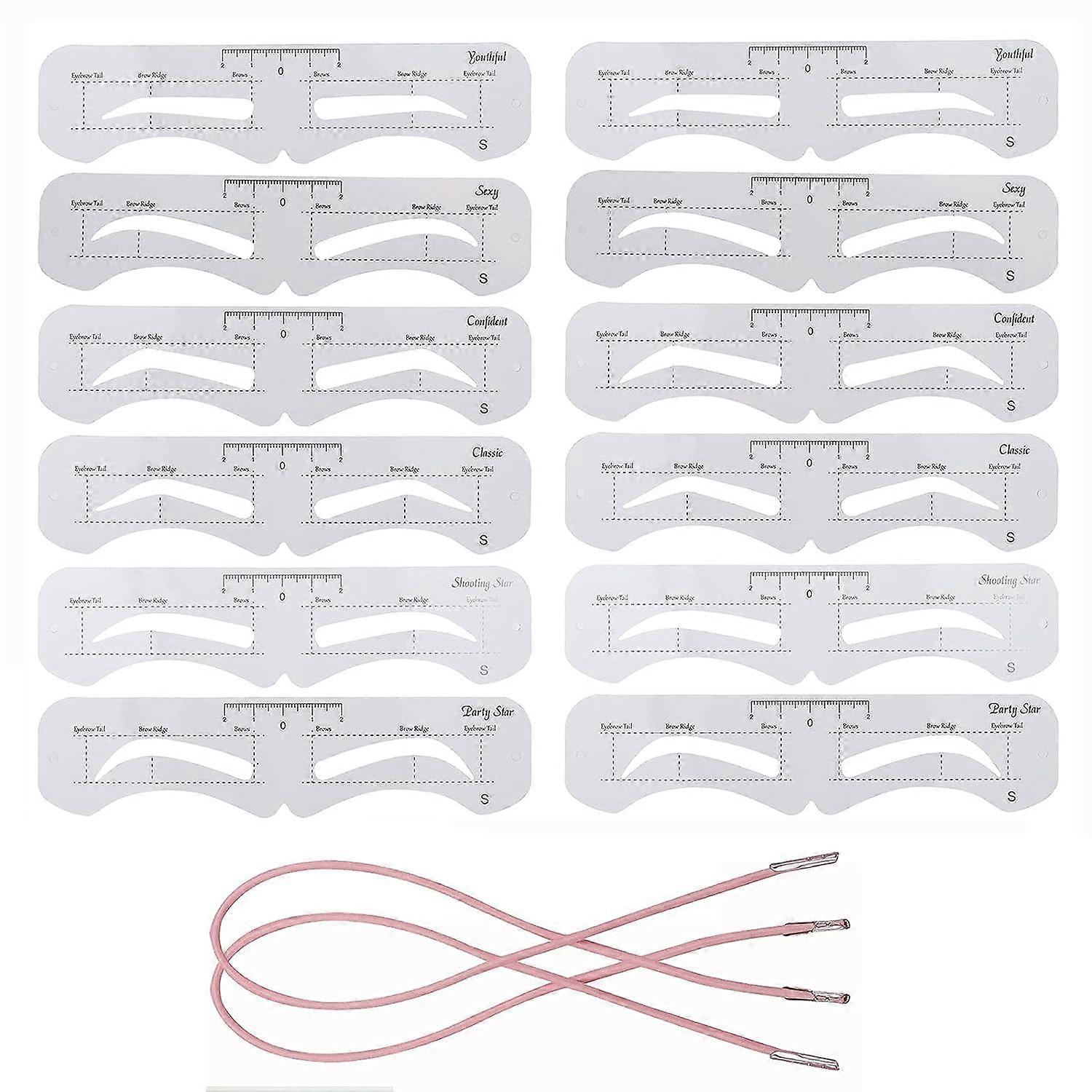12 Reusable Brow Stencils, Beginner Brow Stencils with Elasticated Band (6)