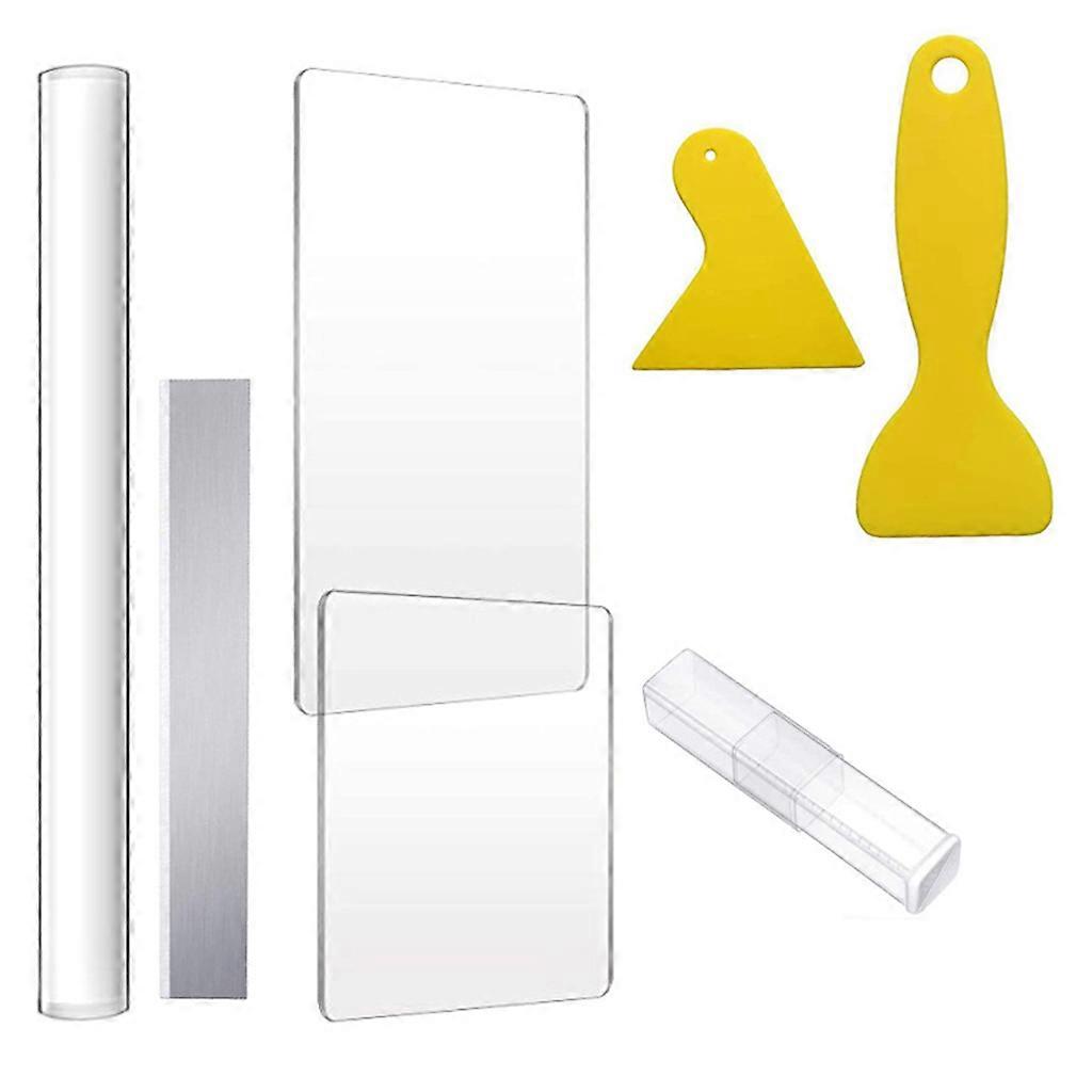 7 Pieces  Tools Set Solid Roller Acrylic Sheet Stainless Steel Cutting Blade Plastic Scraper DIY Crafts