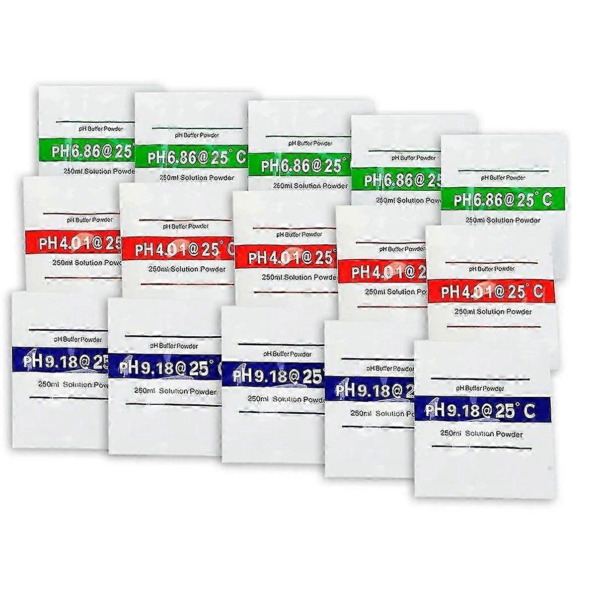 15 Pack PH Meter Buffer Solution Powder 6.86/4.00/9.18, PH Calibration Solution Packets voor Precise