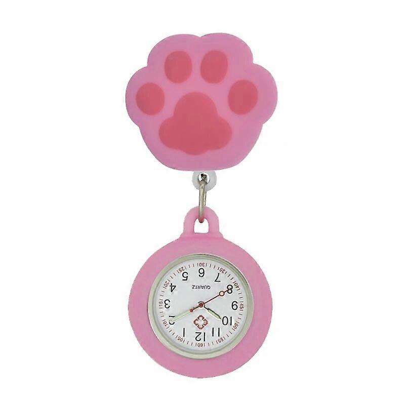 Cartoon Retractable Badge Reel Medical Pocket Watch for Nurse with Rubber Case and Luminous Pointer Nursing Equipment