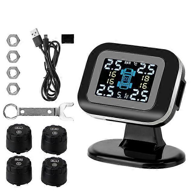 LCD Display Mini Car Tire Pressure Monitoring System Auto Security Alarm Systems Wireless
