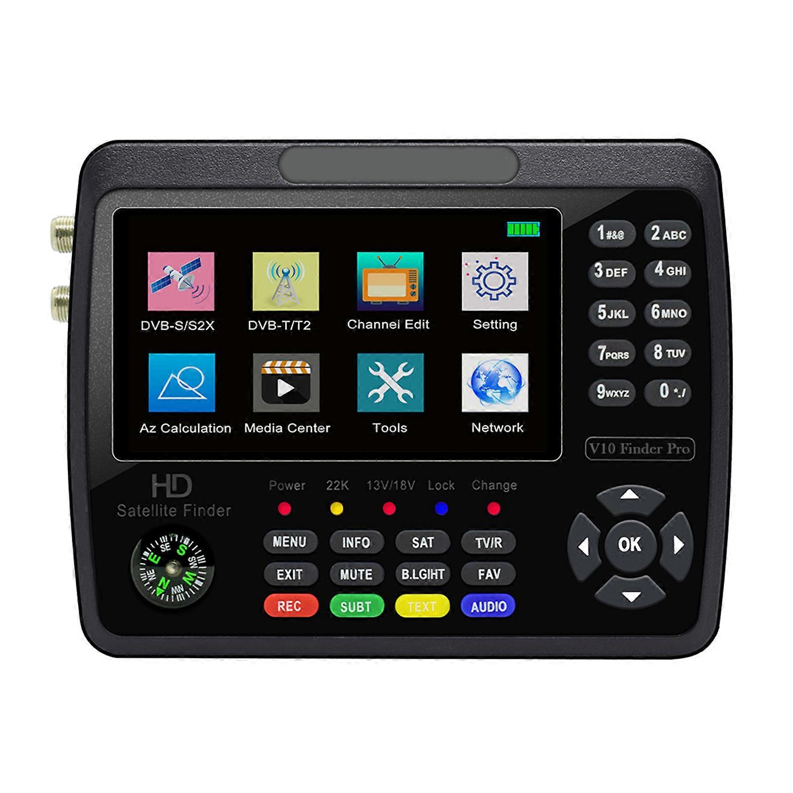 V10 Pro Satellite Finder Signal Meter HD Satellite TV Signal Finder DVB-S/S2/S2X/T/T2 COMBO Digital håndholdt signalmåler Satellite Finder H.265 4.3In