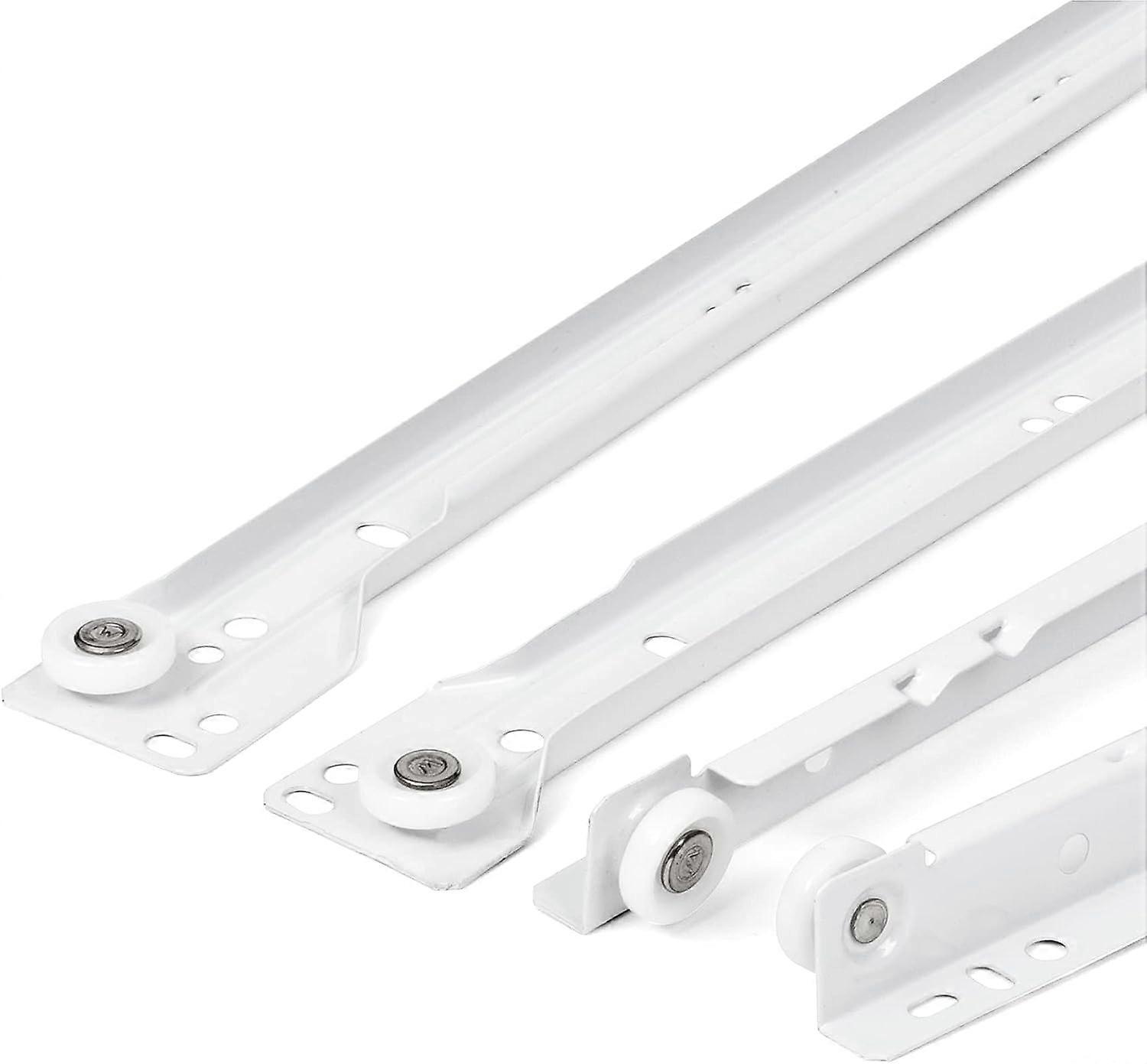 Drawer Slides 400mm - Set of 2 (1 pair) Sliding Drawer Runners, in White, Partial Extension Slide System - Easy Assembly Sliding Drawer Kit