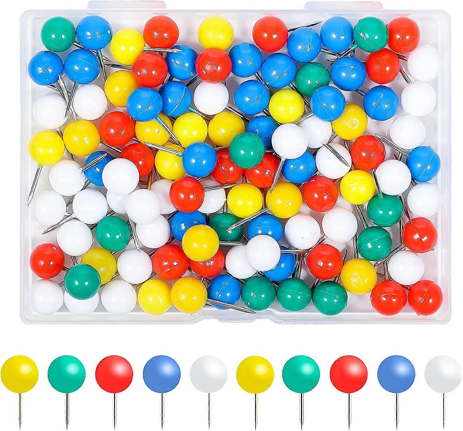 100 Pieces 0.35inch Big Round Head Thumb Tacks Plastic Push Pins Thumbtacks Map Push Pins for Map Bulletin Board Cork Board and Fabric Marking (5 Colo